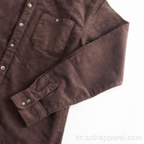 남성용 커피 컬러 코듀로이 셔츠 재킷